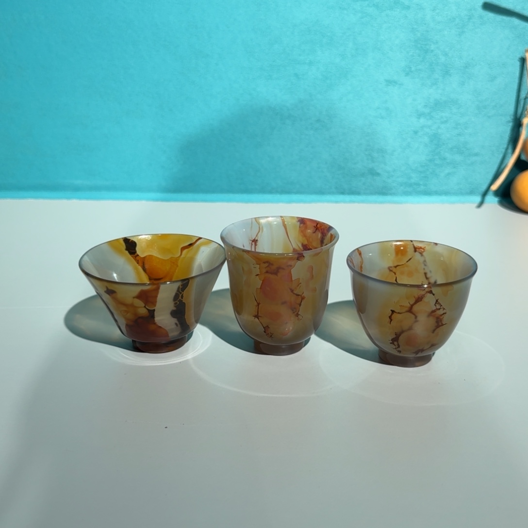 玛瑙/玉髓玛瑙茶杯未镶嵌明*