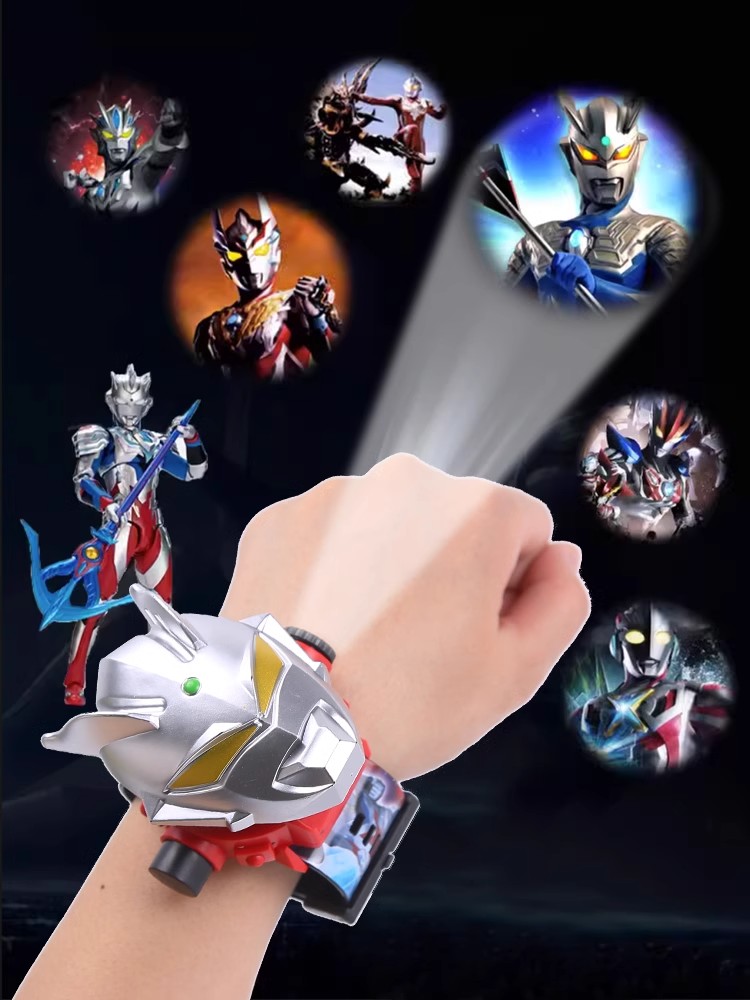 2025新款奥特英雄投影手表玩具男孩童生日礼物赛罗变身器超人手环