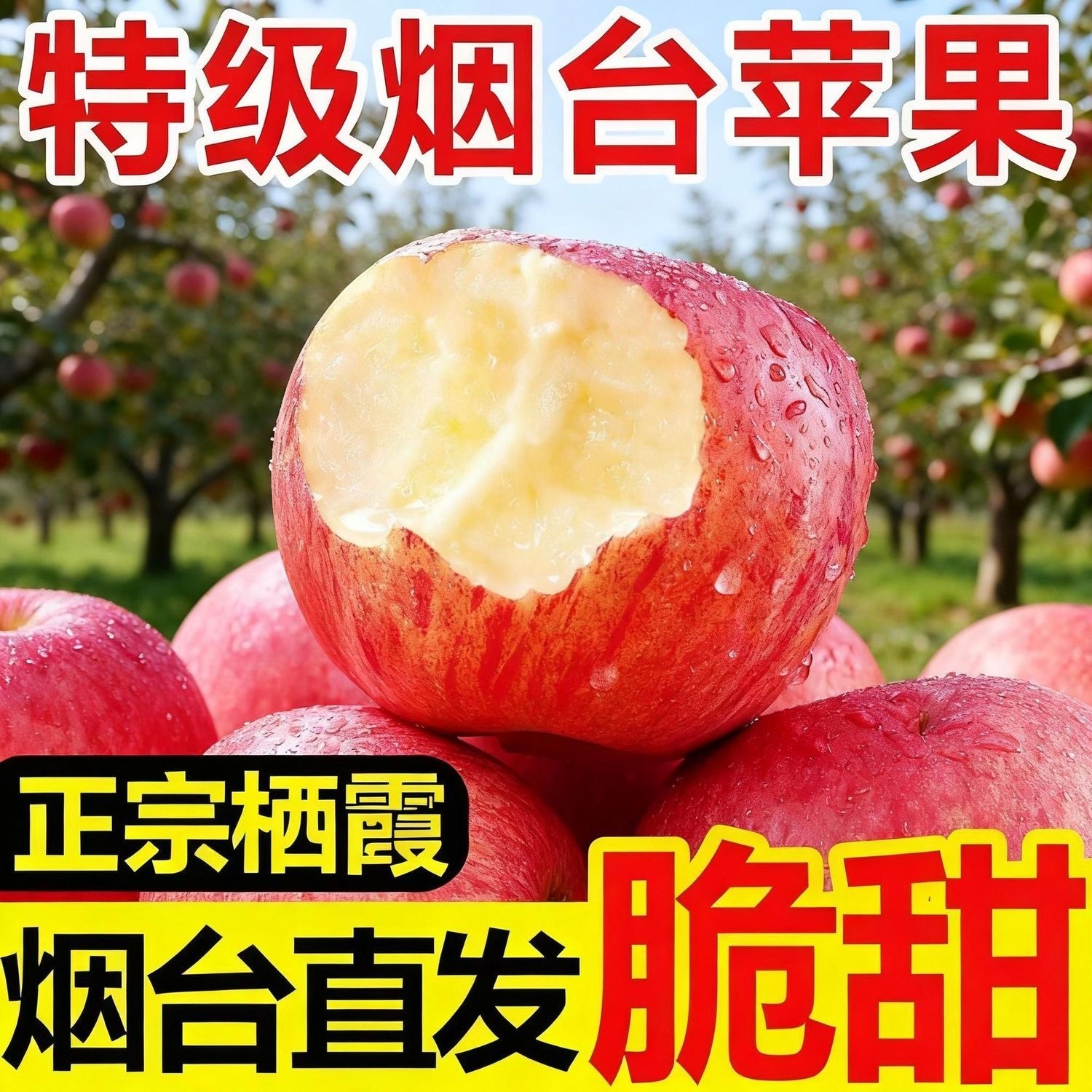A条纹果[烟台2025年头茬苹果]脆甜多汁产地直发肉厚多汁当季新果