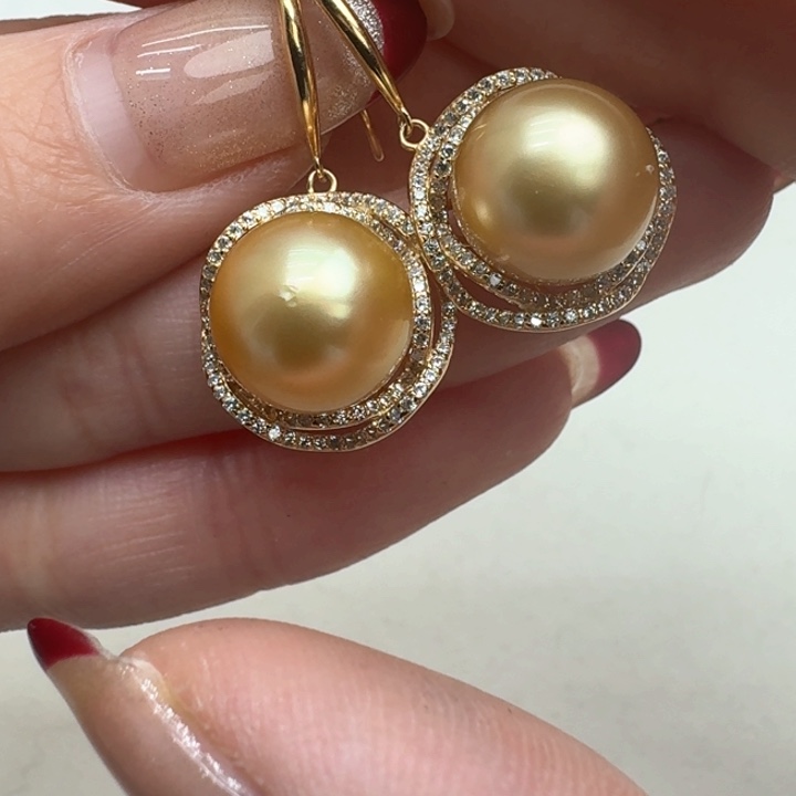 海水珍珠耳饰银S925镶嵌