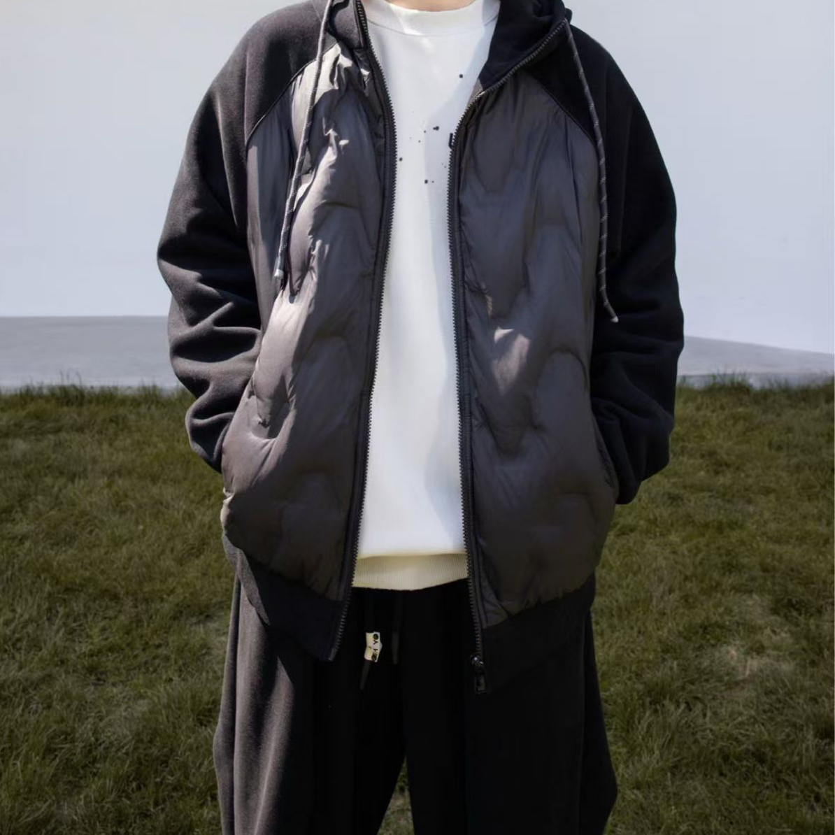 2025中大童拼接连帽羽绒校服神器外套6029