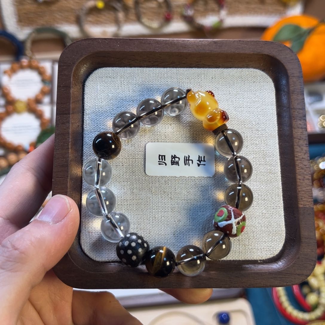 石膏制品小熊茶水单圈手串