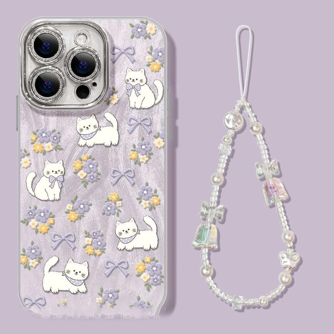 羽毛银薰衣草猫适用苹果16手机壳iphone15华为op小米vivo防摔43女