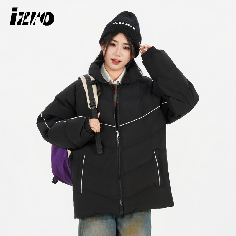 IZRO冬季厚款立领长袖保暖棉服防风加厚休闲百搭情侣棉服