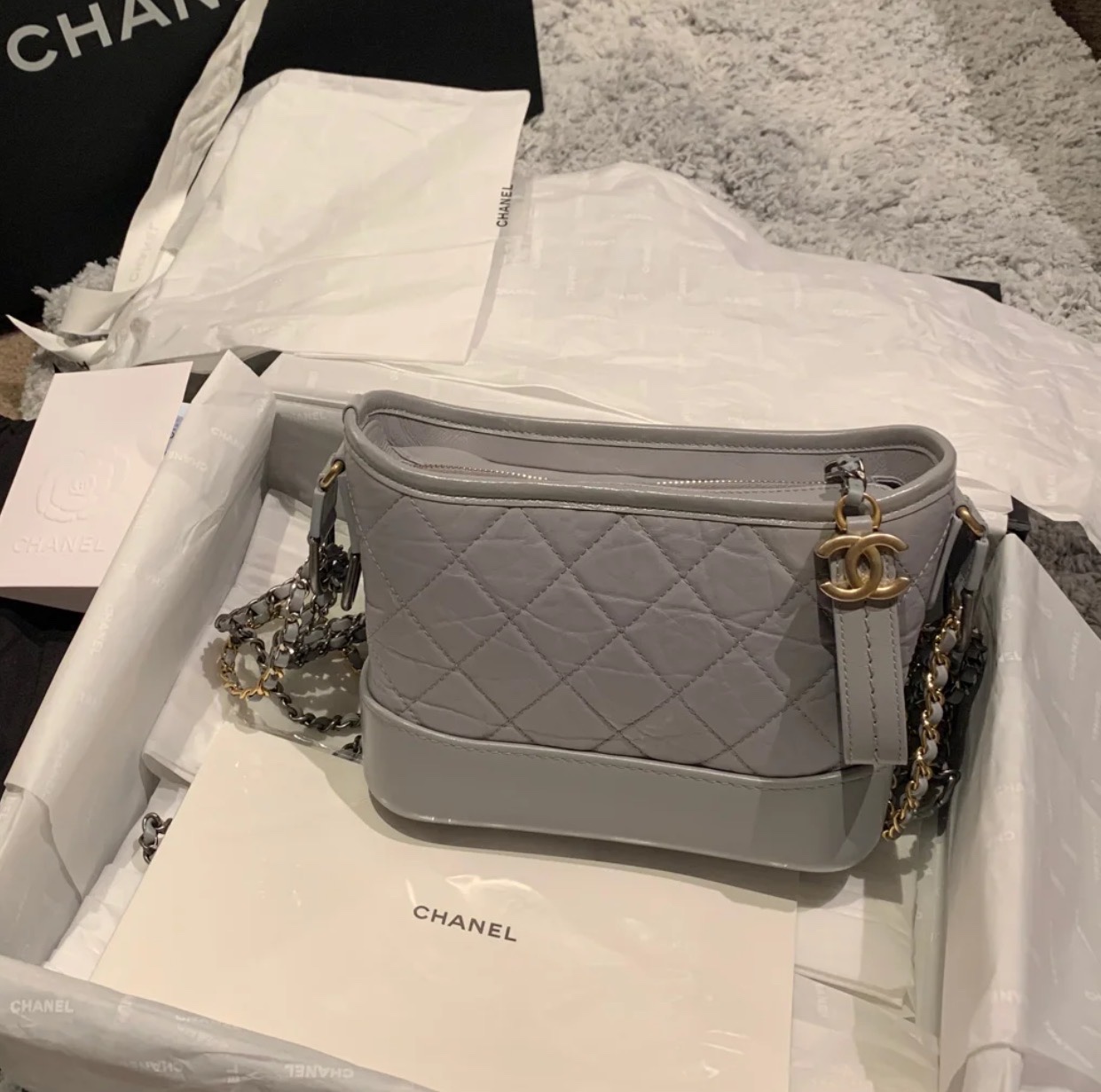95新 Chanel/香奈儿 展会外场！灰色流浪包  28开