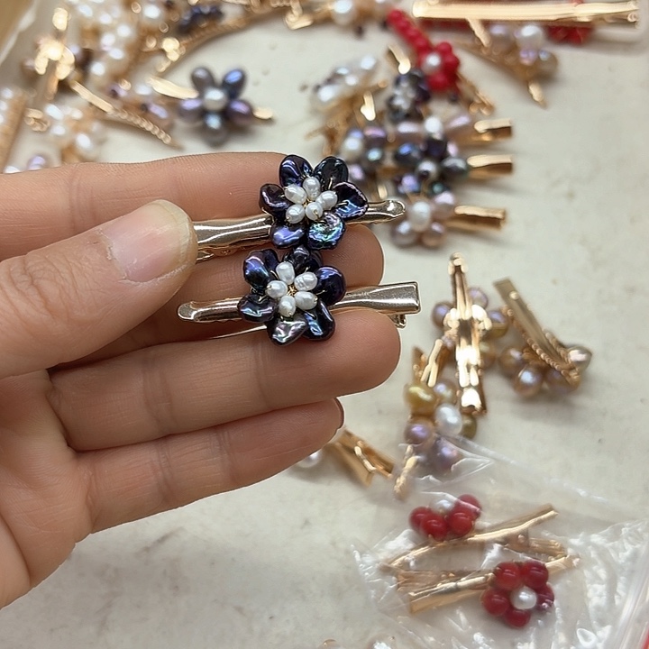 淡水珍珠发饰银S925镶嵌