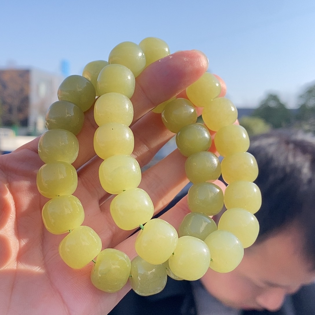 未镶嵌手链和田玉卡14黄口老型珠