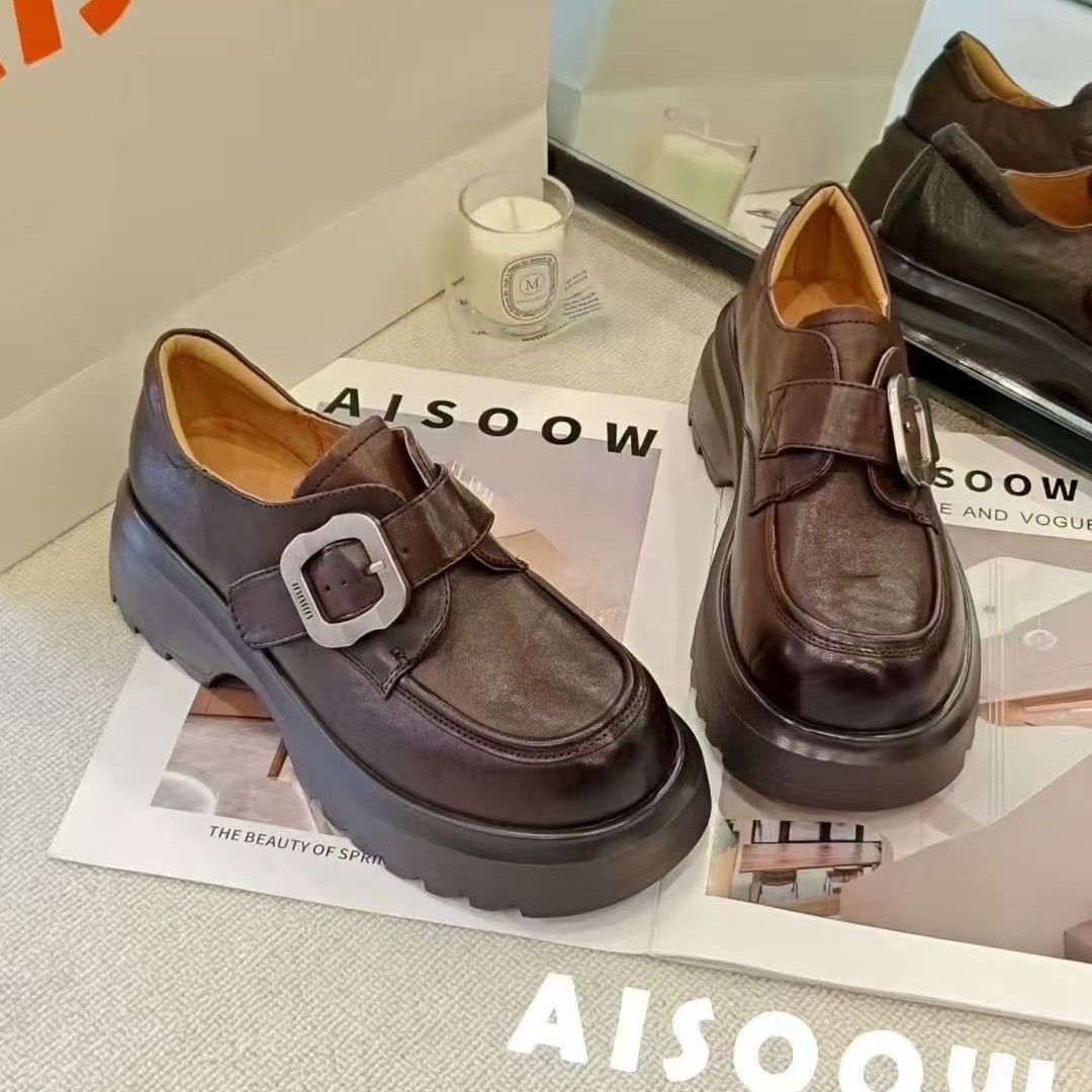 防滑乐福鞋厚底舒适水染时尚学院风单鞋休闲女鞋法式