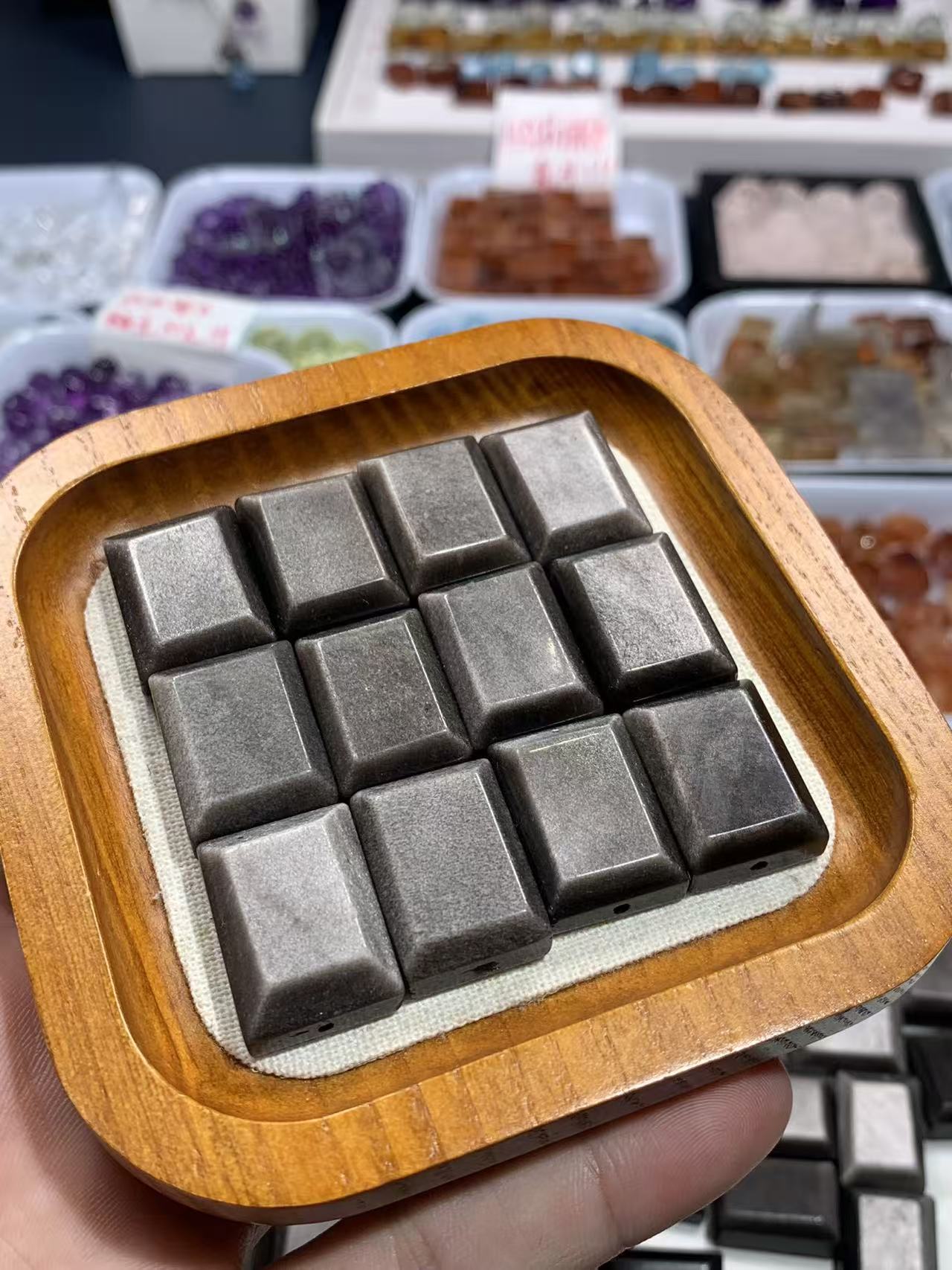 天然银耀猫眼无事牌diy配件