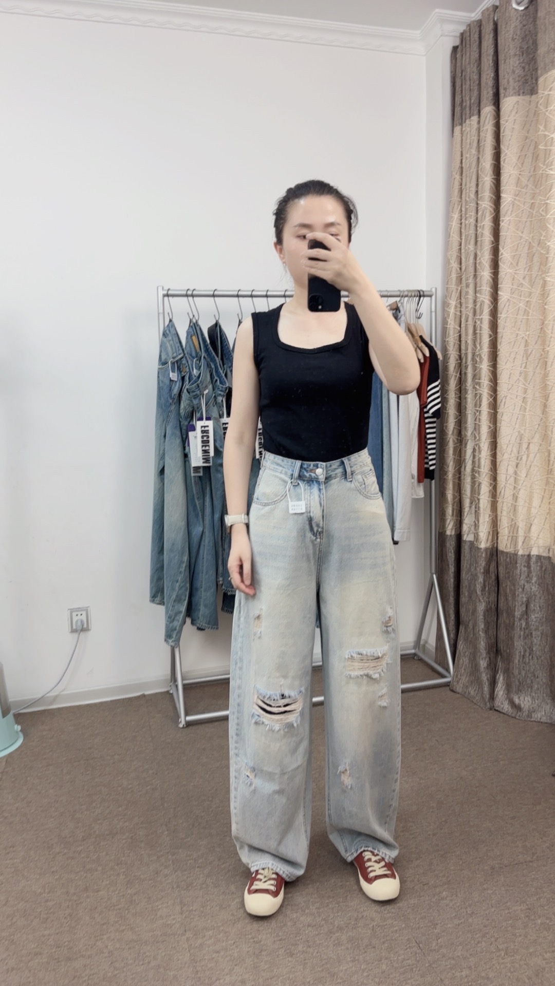 【狗蛋妈】破洞弯刀裤浅色-7677（到家不喜欢不合适48小时内务必退回