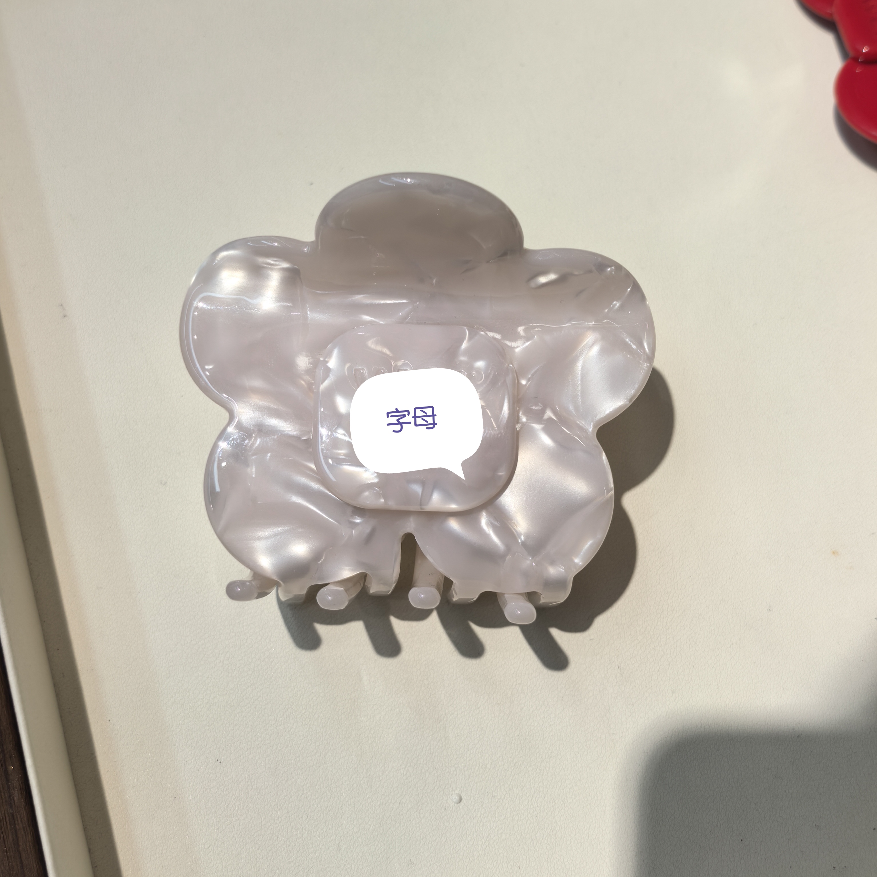 D592白色人鱼姬大花朵字母醋酸抓夹