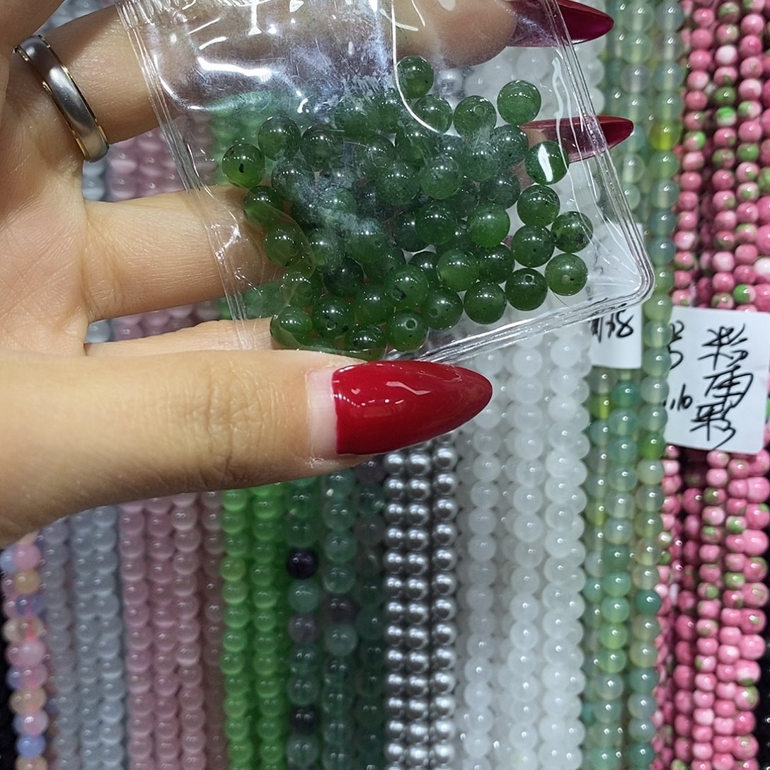 和田玉未镶嵌珠宝半成品和田玉碧玉卡6散珠