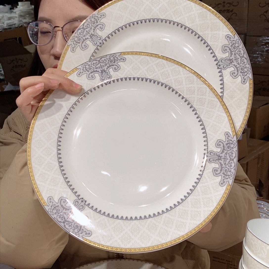 瓷骨瓷10.5英寸平盘27cm 2个外贸尾单