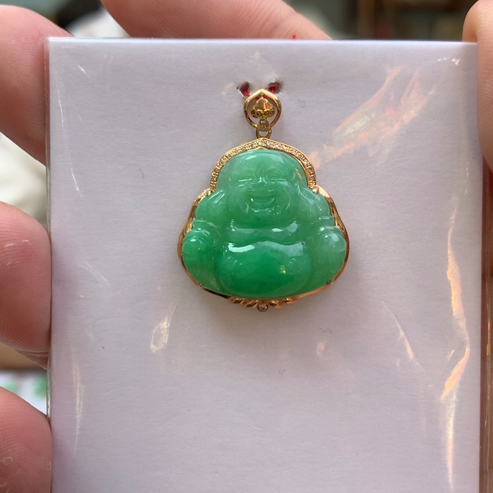 翡翠18K金镶嵌颈饰翡翠翡翠吊坠