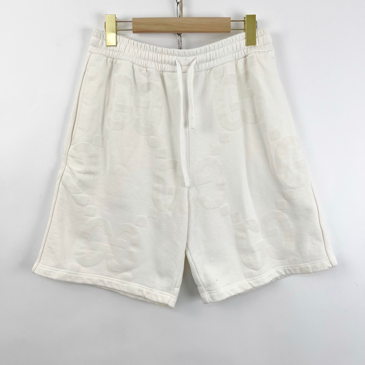 95新 GUCCI/古驰 M码/双G植绒字母满印短裤/05490