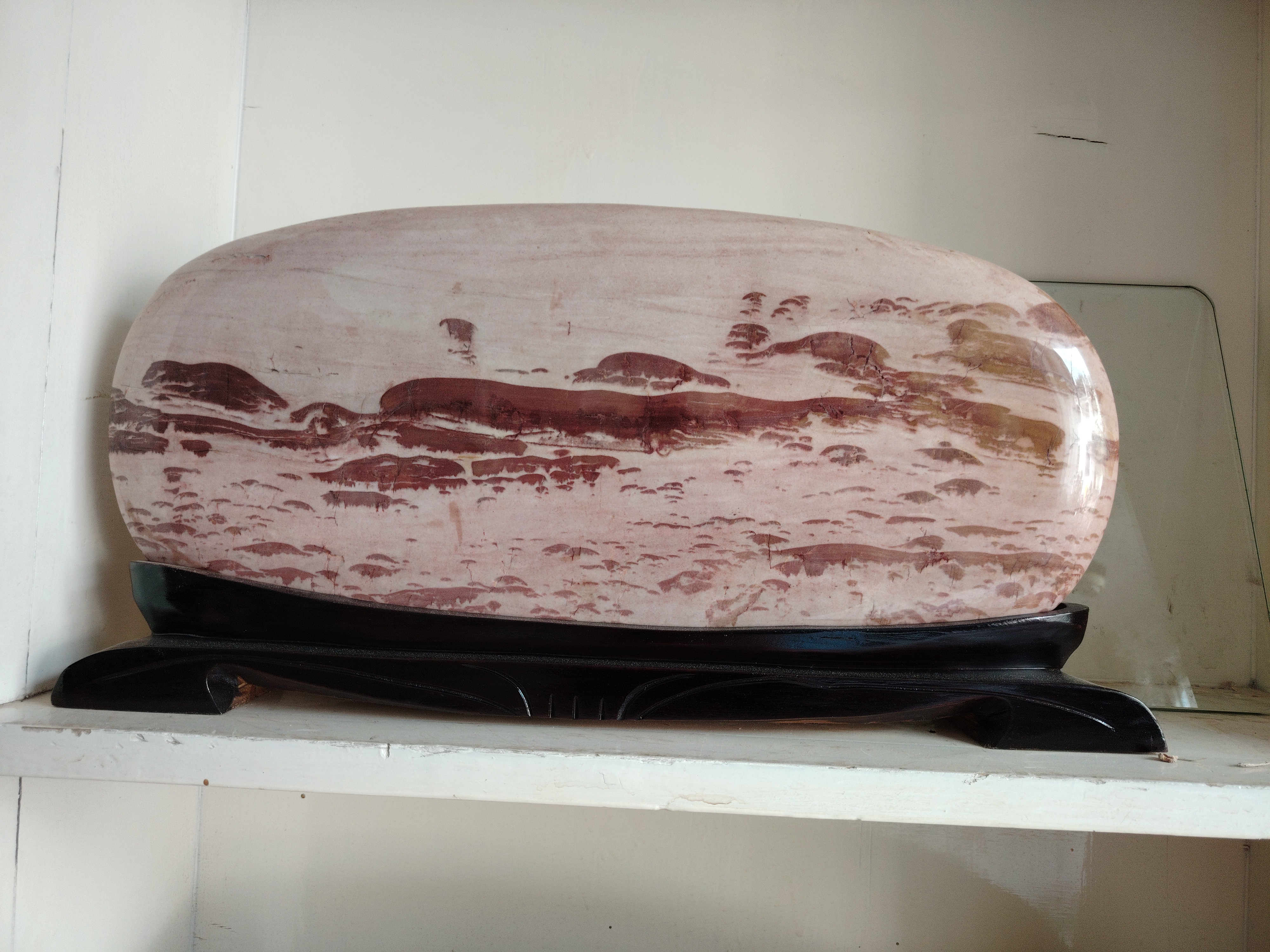 清江奇石画面石《远山》独特造型带座观赏佳品