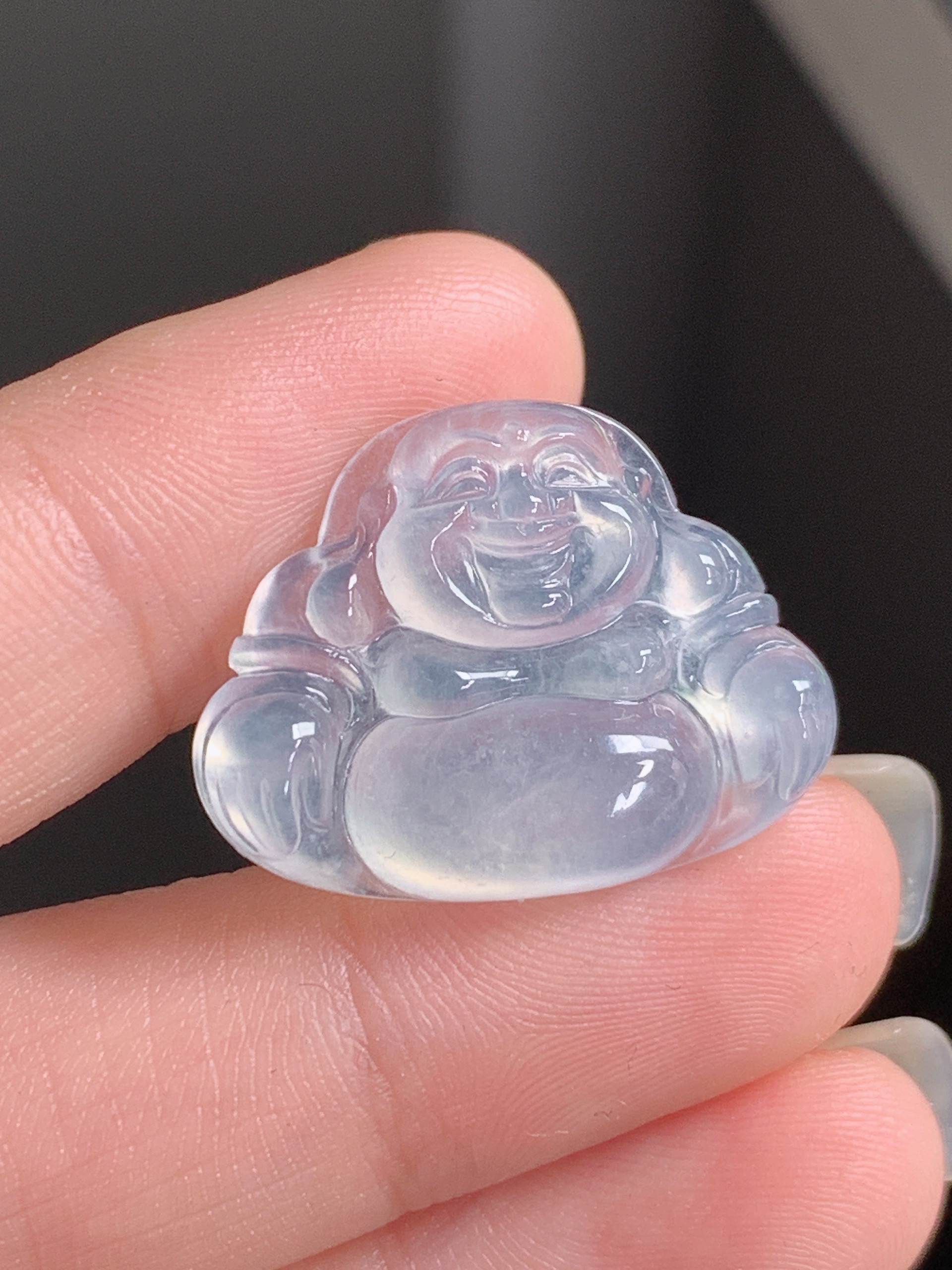 天然缅甸翡翠货冰种佛公吊坠，尺寸18.5*24.4*4.8