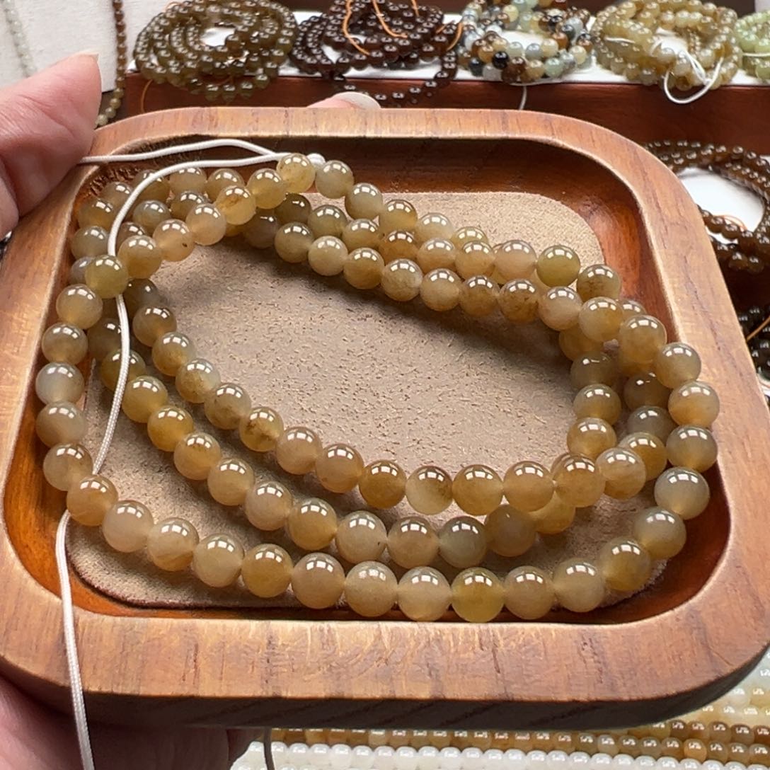 毛衣链未镶嵌和田玉珠串6mm