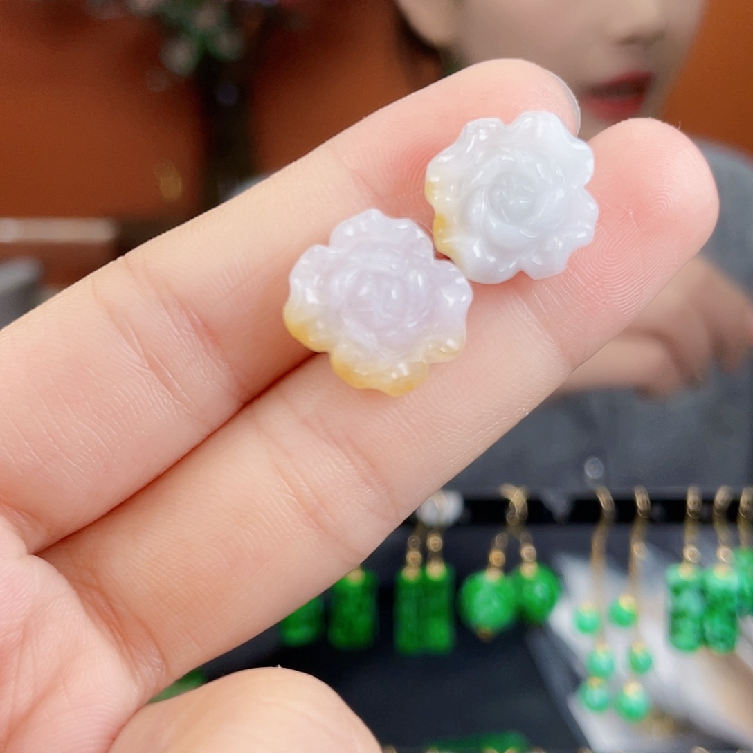 翡翠未镶嵌耳饰饰品