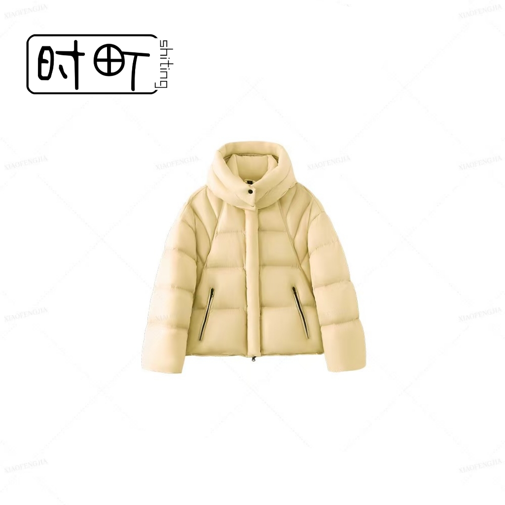 时町25新款韩系云朵泡芙连帽保暖百搭短款羽绒服-1058