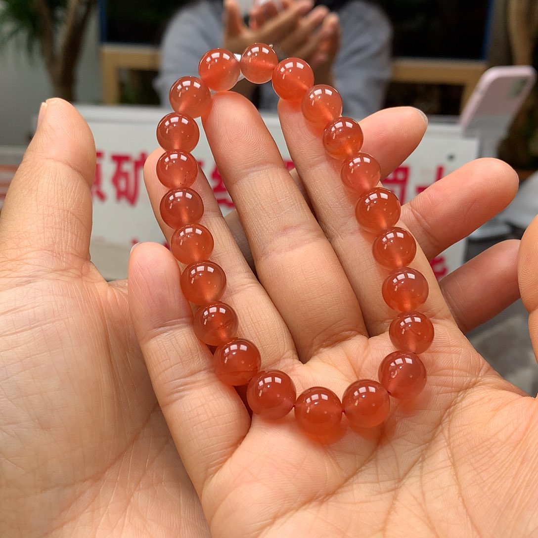 南红玛瑙南红9mm冰粉手串未镶嵌
