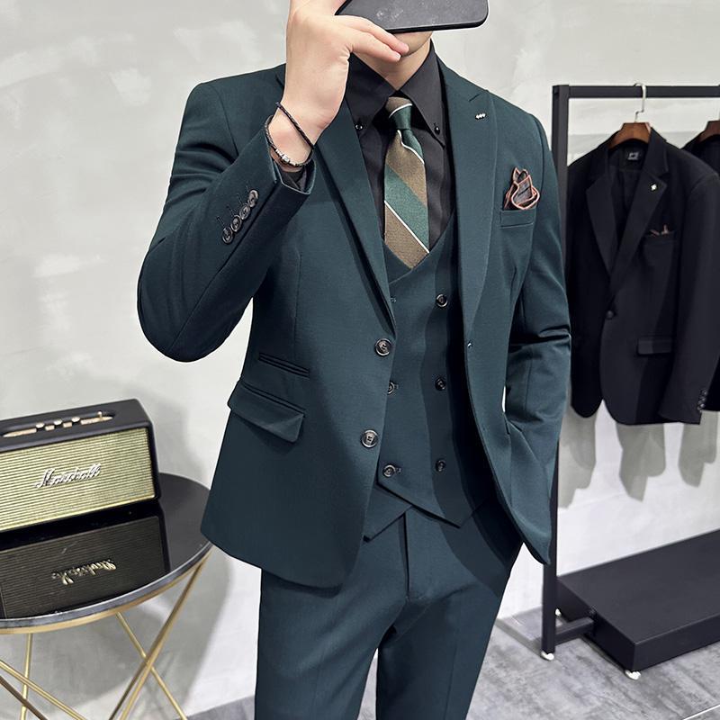 西服套装男休闲商务正装外套韩版修身伴郎新郎结婚礼服西装三件套