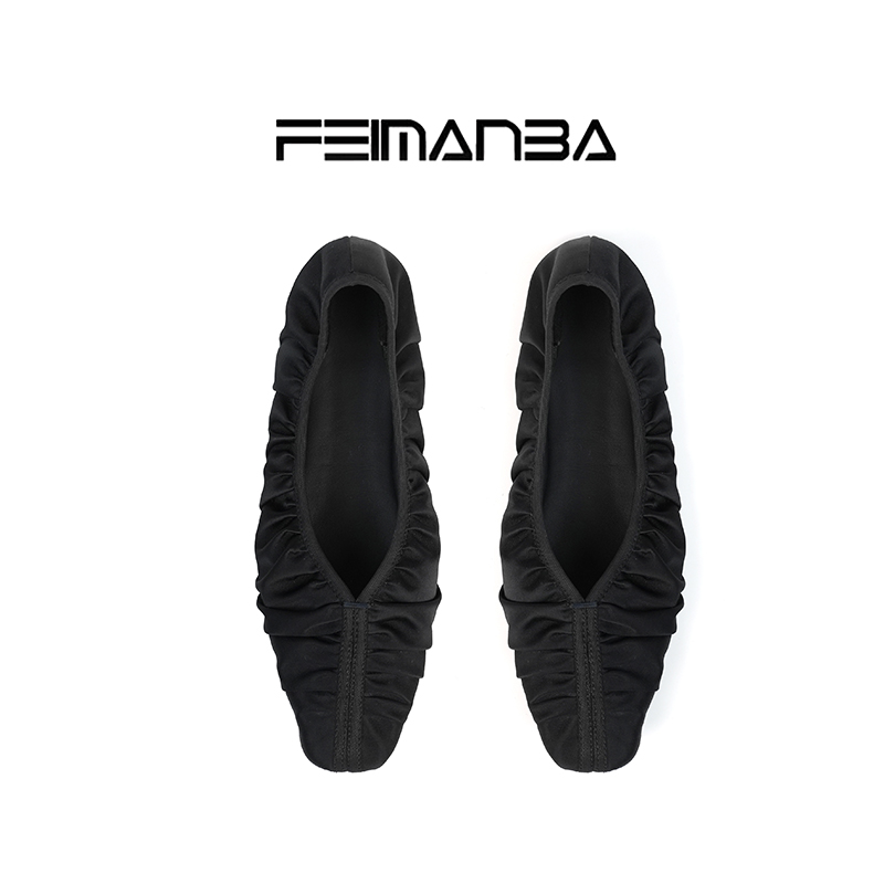 FEIMANBA基石系列 女士褶皱单鞋 轻奢极简风平底女鞋