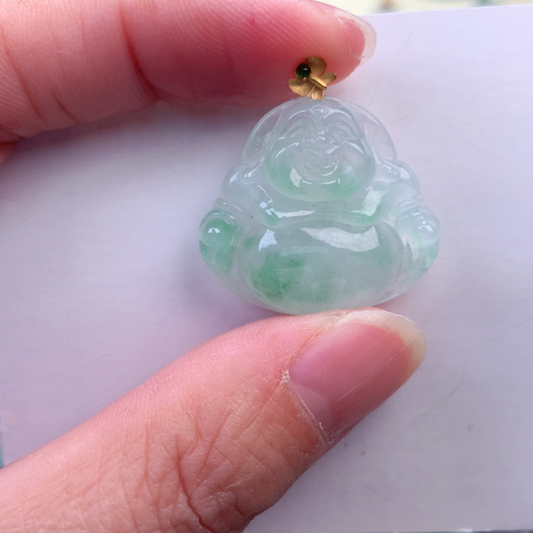 翡翠吊坠(不含链)18K金镶嵌