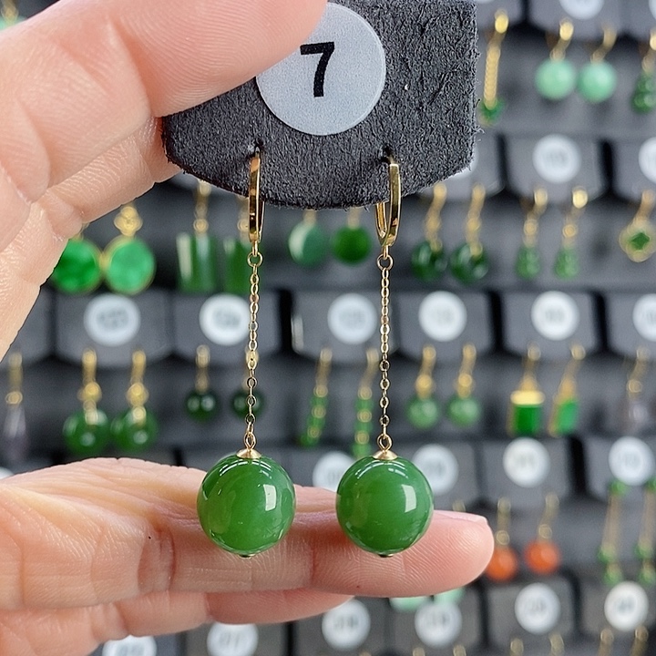 和田玉耳饰18K金镶嵌