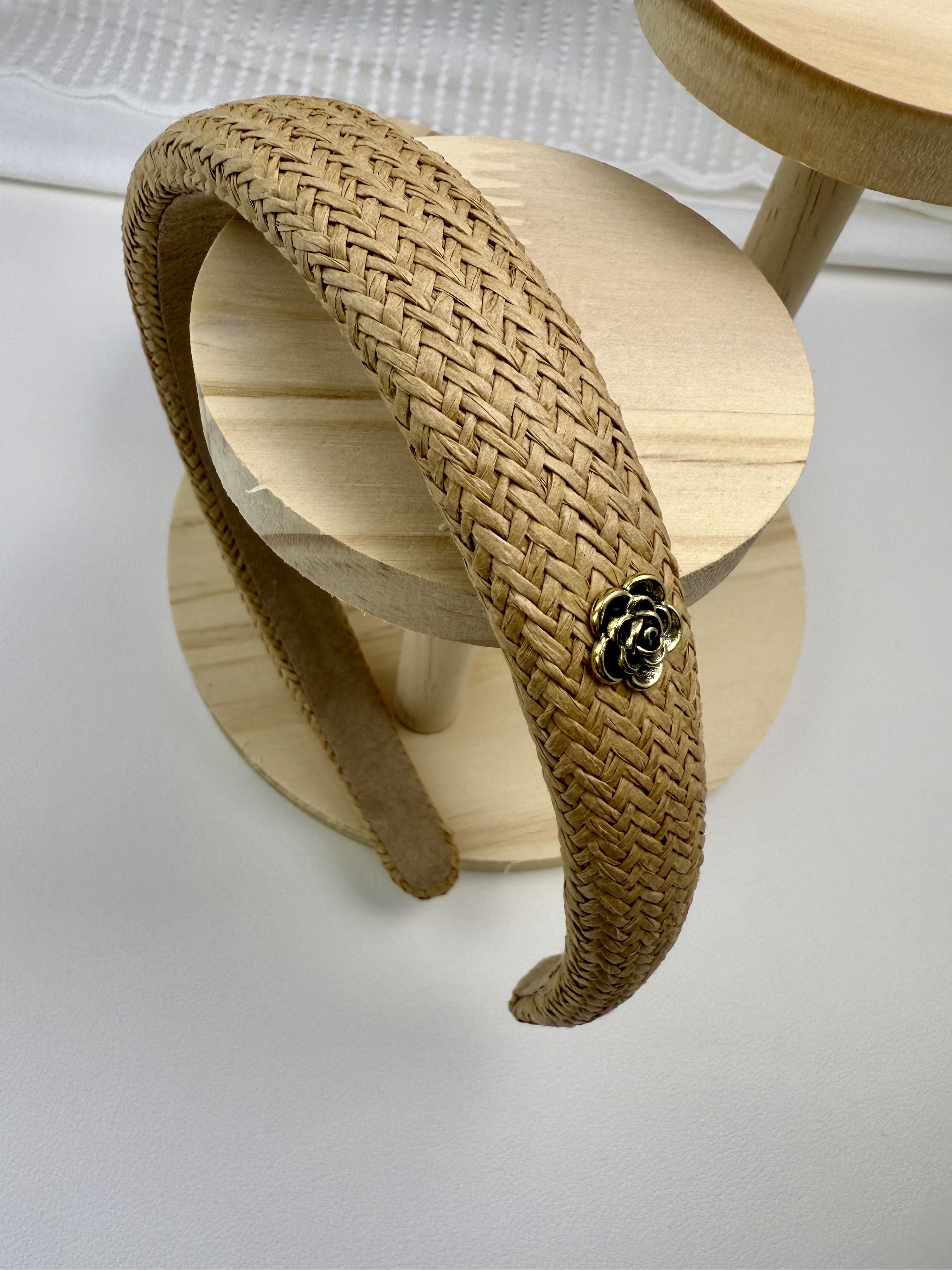 编织头饰咖色韩国发箍