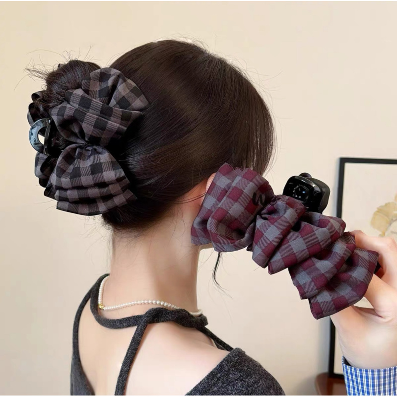 诗泊雅·英伦格纹臻奢发饰艺术抓夹