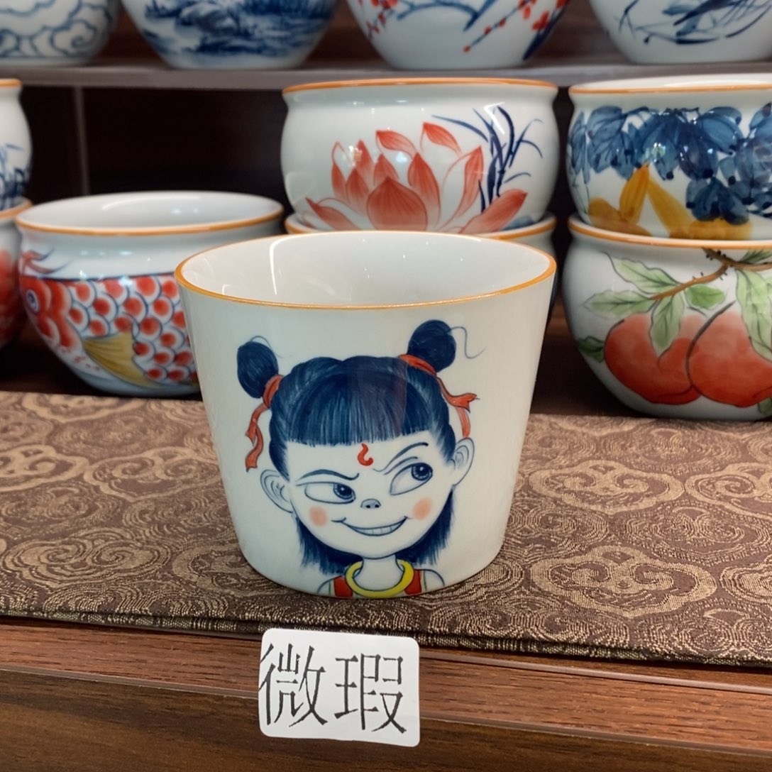 釉下手绘茶具微瑕