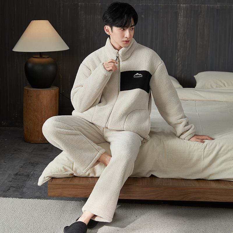 睡衣男秋冬季加厚加绒珊瑚绒2025新款男士法懒绒可外穿家居服套装