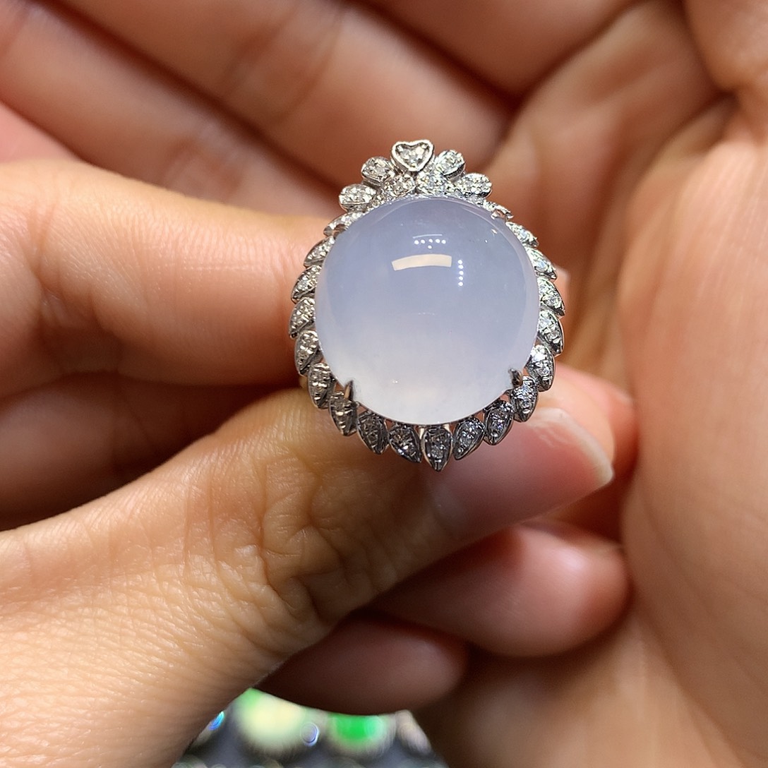 翡翠戒指18K金镶嵌戒指吊坠两用款