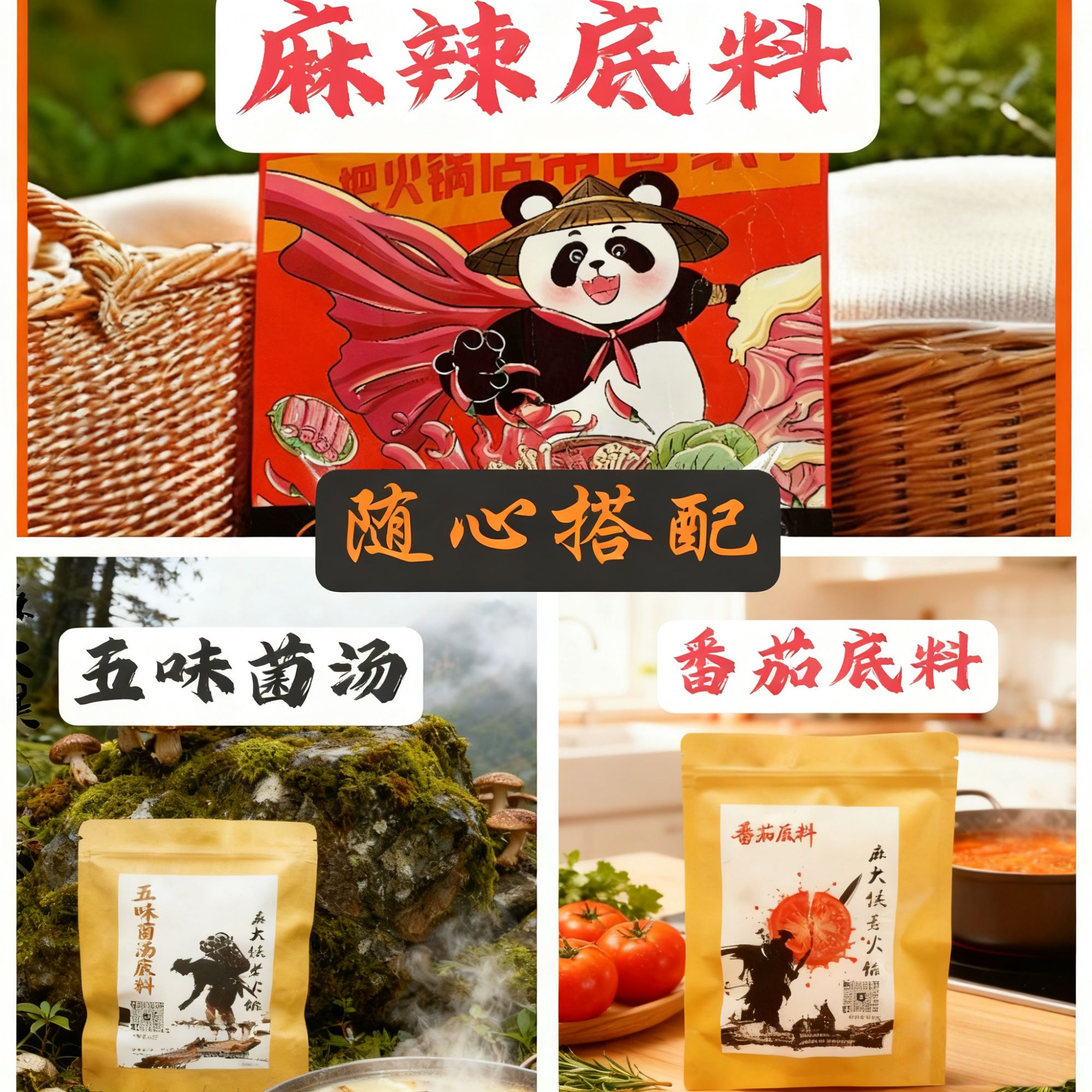 麻大侠商用底料家用底料，番茄火锅底料/五味菌汤火锅底料任意搭配