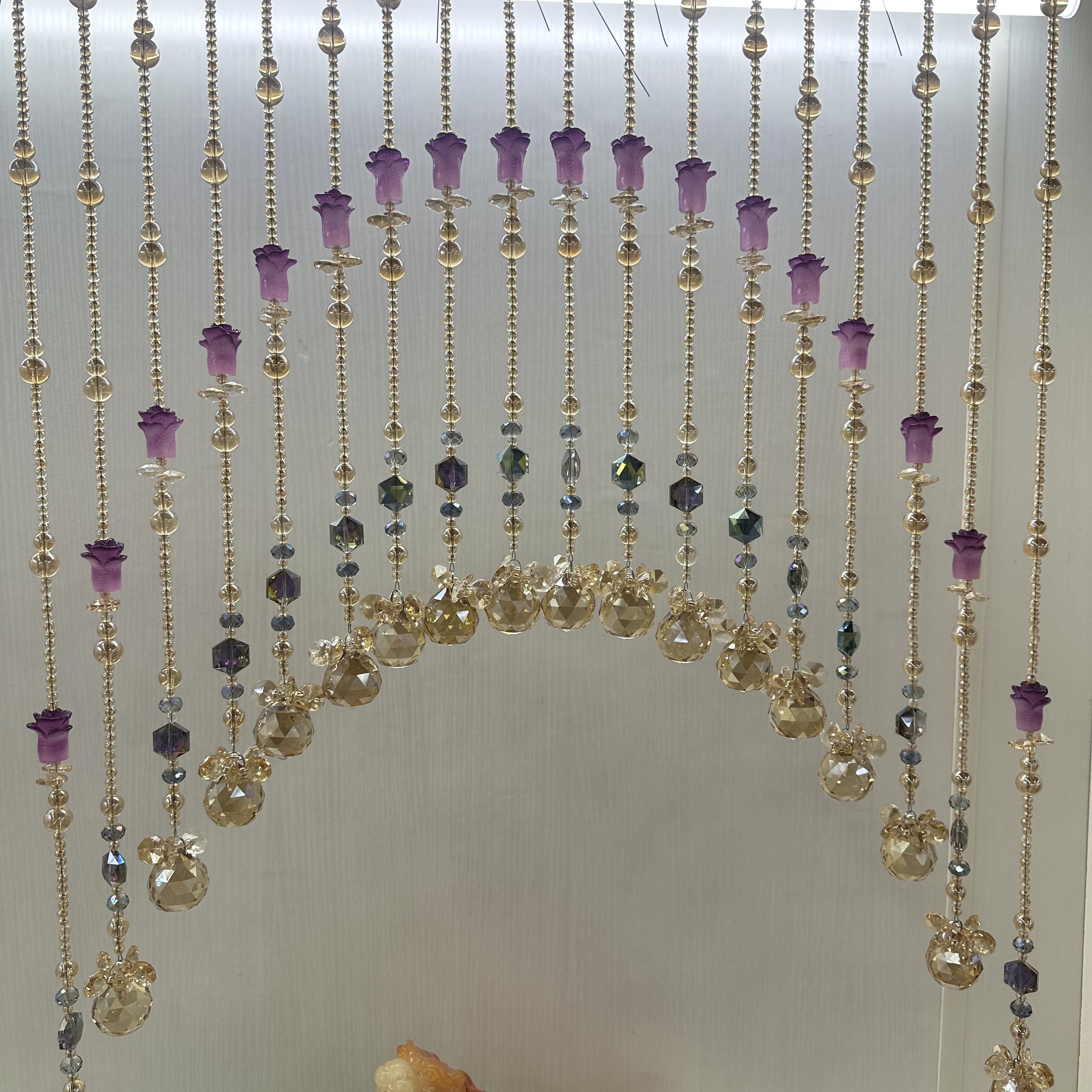 新款炫彩酒红 紫气东来水晶隔断帘