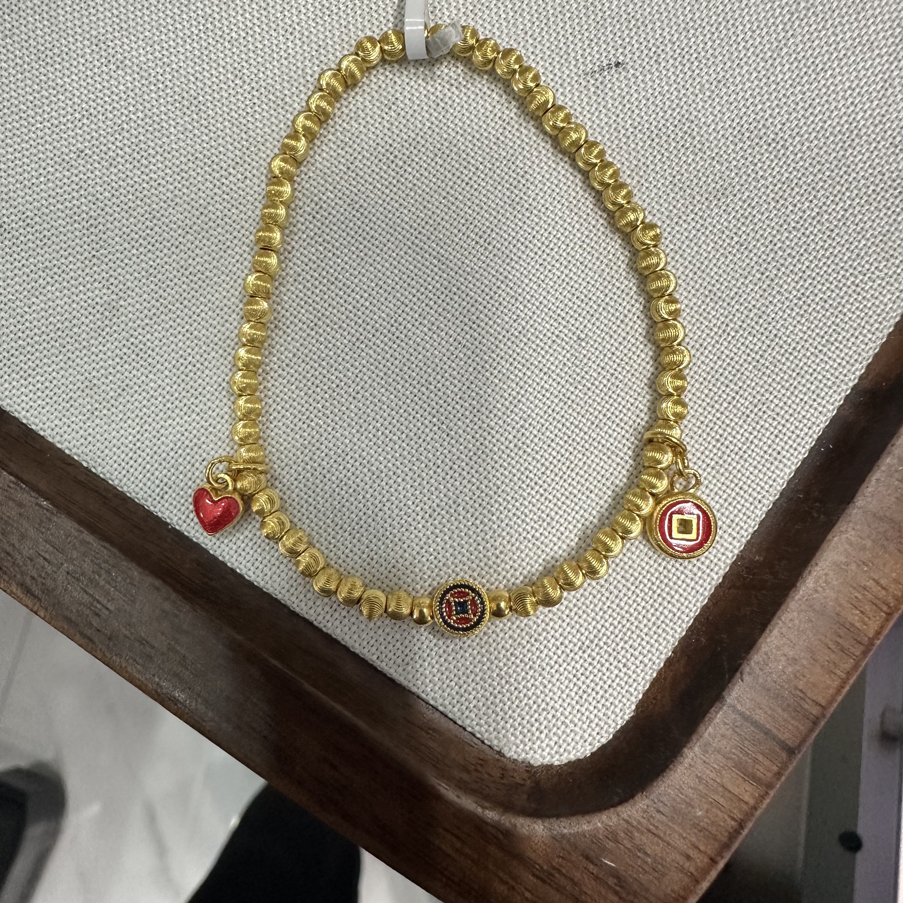 真真-Z/J【猫眼铜钱爱心手串】足金999手绳