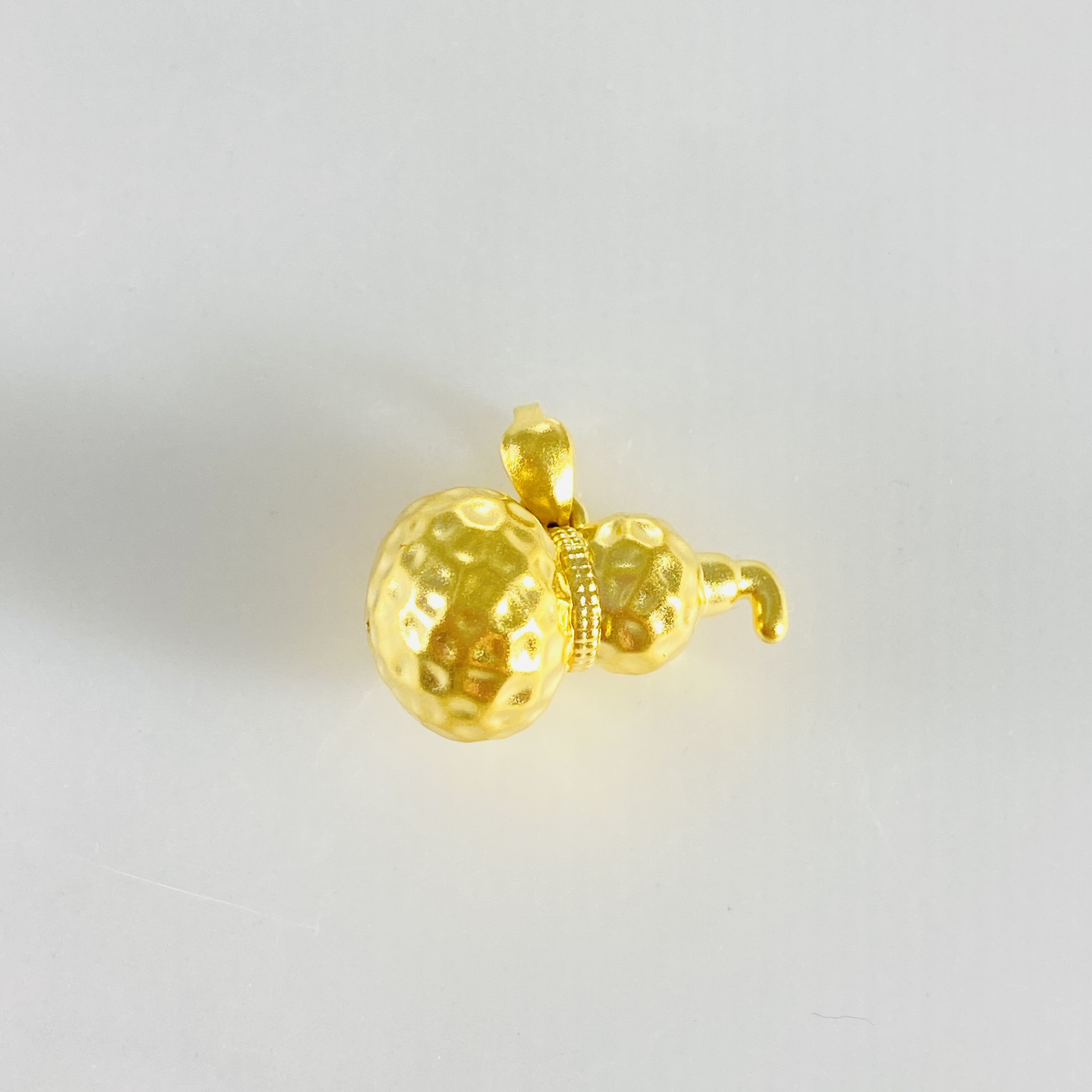 足金999 黄金锤纹斜戴葫芦吊坠 5D