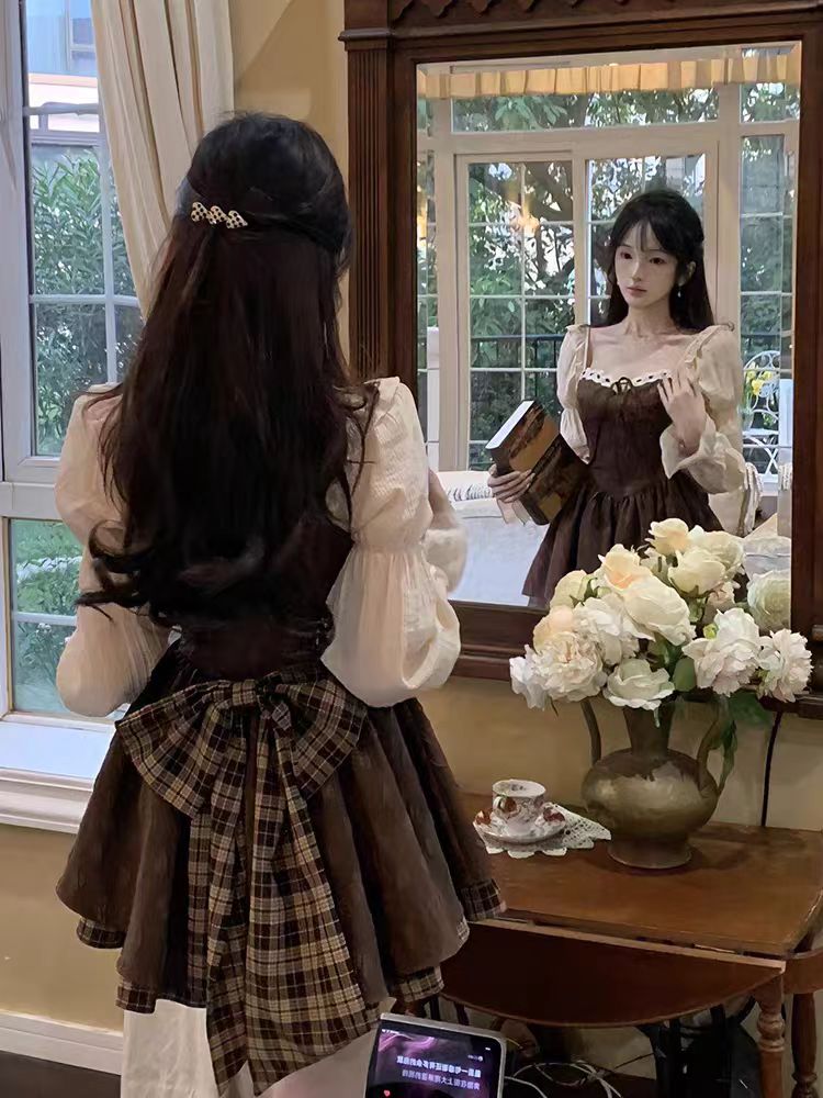 2025秋季新款法式甜美复古小众设计感拼接连衣裙女高级感裙子1819