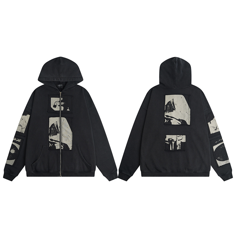 sapf宝藏erd麦当娜贴布拼接抓绒外套