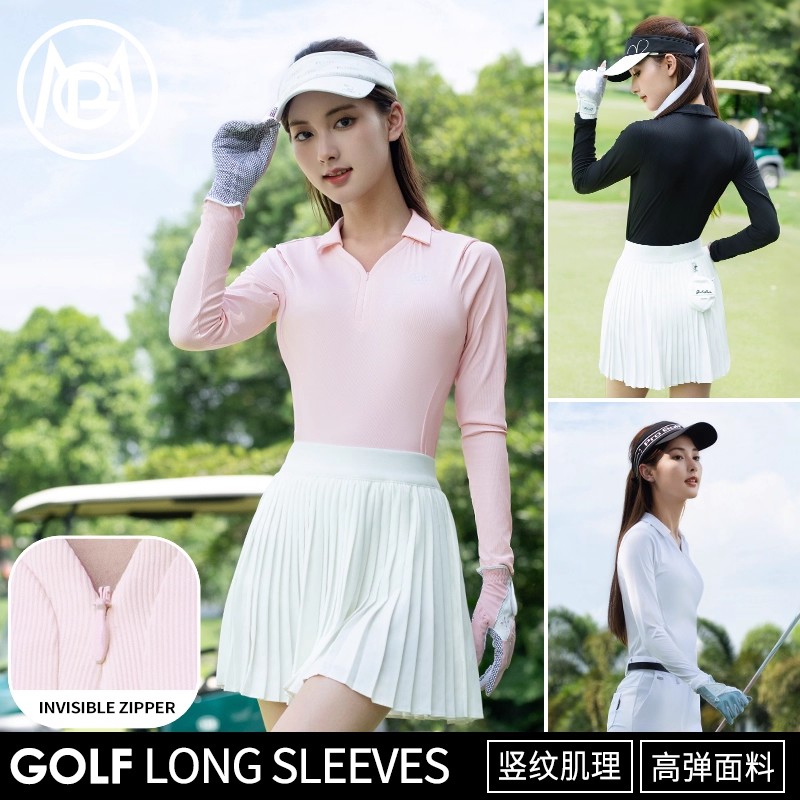 PGM 2025高尔夫女装秋冬新款服装女长袖修身网球上衣运动衣服套装