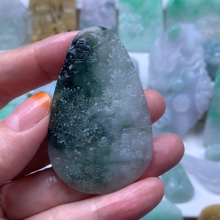 定制翡翠未镶嵌挂件山水挂件