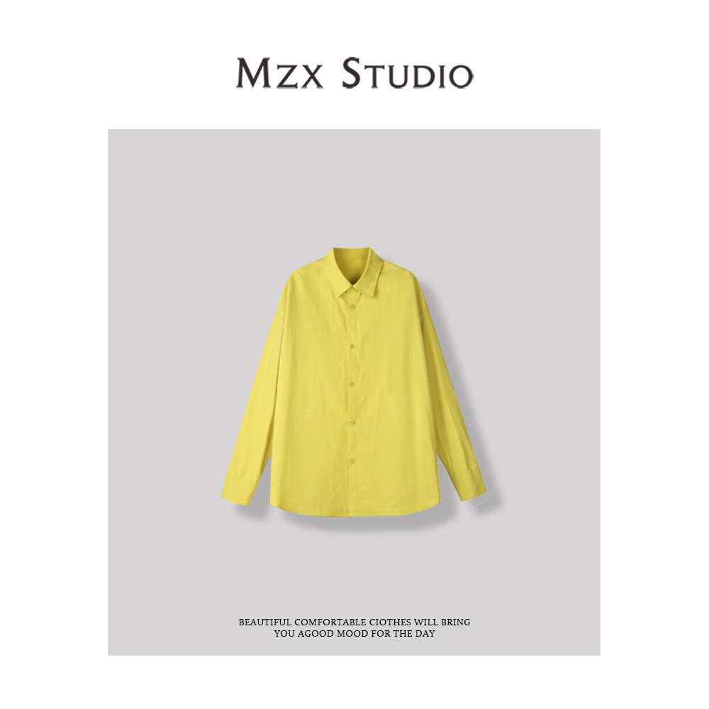 MZX 春夏全棉清爽休闲纯棉翻领长袖衬衫SY7983-F