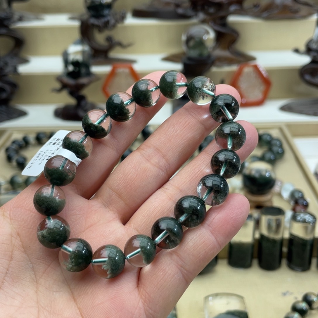 水晶手串未镶嵌大**曲绿幽灵手串