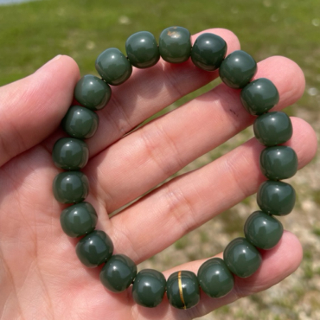 析木河磨玉卡10化龙料无结构老型珠串