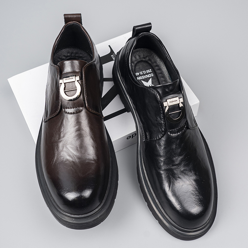 春夏新款男士真皮牛皮商务正装休闲皮鞋一脚蹬开车鞋百搭85658