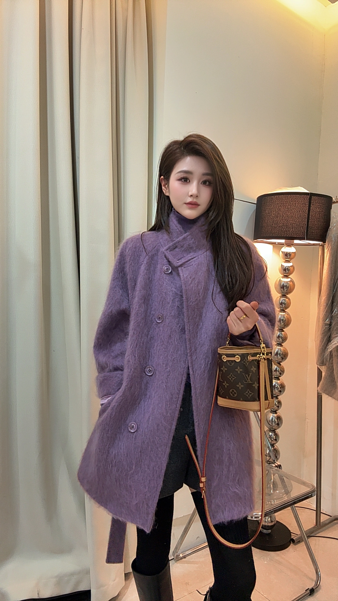 QIANRH-1631【慕斯月光】羊绒老钱风云雾感羊绒拉毛外套