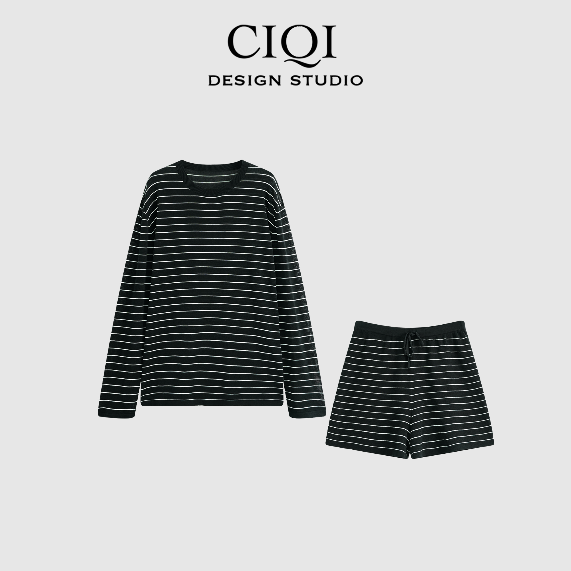 CIQI STUDIO【巴黎左岸】醋酸棉慵懒松弛轻透呼吸感清爽套装DY25924