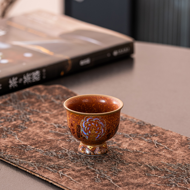俞闽堂柴烧无相木首高脚杯DC-1767
