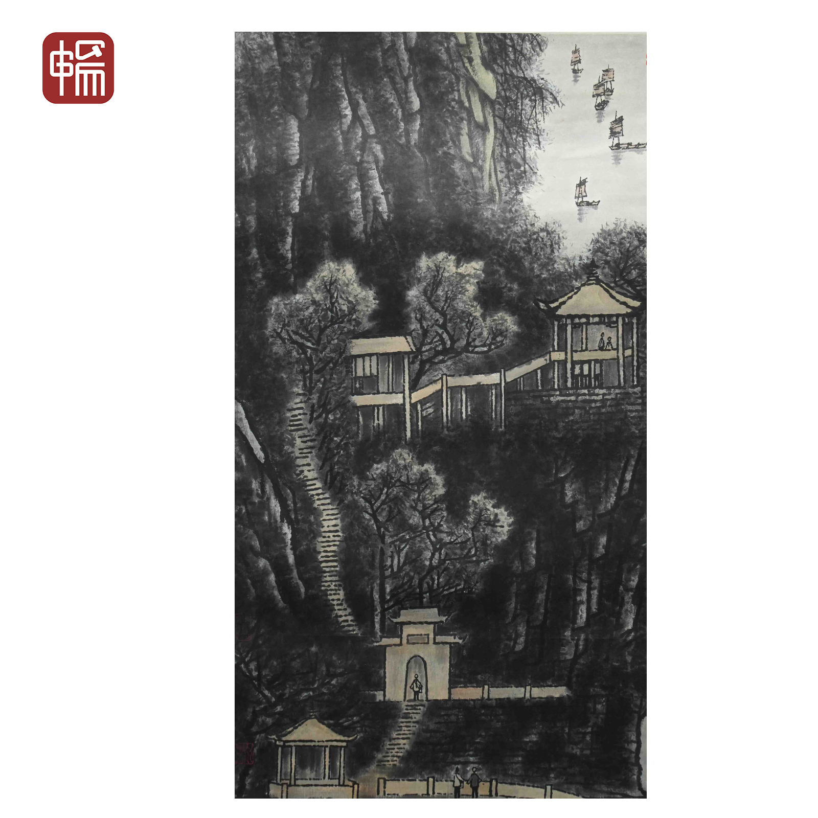 A065  1985年作《远帆》李永顺64*93(5.35) 纸本镜心YM